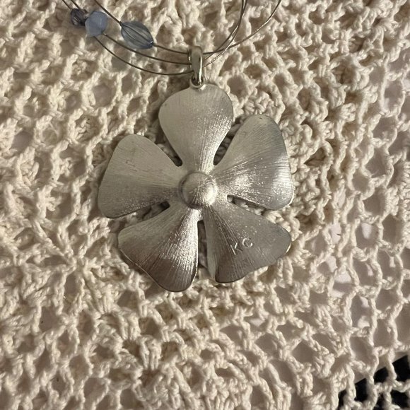 VTG Kenneth Cole Silver Tone 3 Strand Beaded Necklace with Pearlescent Enamel - Picture 4 of 7